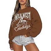Kelxjia Western Sweatshirts For Women Oversized Cowgirl Pullover Graphic Country Sweatshirt Vintage Rodeo Long Sleeve Shirts