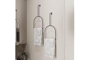 2- Pcs Unique Vertical Towel Rack Wall Mounted for Bathroom, Metal Semi-Oval Towel Holder, Modern Hand Towel Ring, Elegant Ba