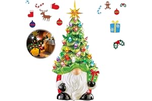 Gnome Christmas Tree,Christmas Tree Gnome,DIY Lighted Christmas Gnometree,with Multicolored Lights -Mini Pre-Lit Hand-Painted