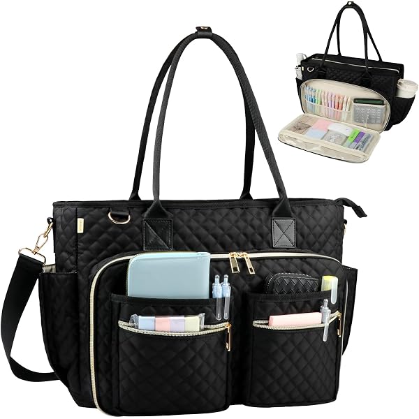 Flelamo 15.6 Inch Teacher Tote Bag - Laptop Bag For Women, Nurse Work Bag, Professional Shoulder Tote For Office, College, Nursing - View #3