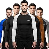 Exxact Sports Men’s BJJ Rash Guard Long Sleeve, IBJJF Ranked No Gi Jiu Jitsu Compression Shirt for MMA Grappling & Wrestling