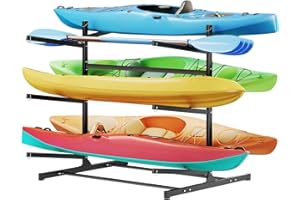VEVOR Kayak Storage Rack for 4 Kayaks, Holds 220 lbs, Heavy Duty Freestanding Stand for Indoor Outdoor Garage Shed Dock, Stor