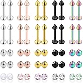 Ftovosyo 20Pcs Lip Rings + 30Pcs Replacement Balls 16G Surgical Steel Labret Studs Medusa Piercing Jewelry for Women Men Externally Threaded Barbell Parts