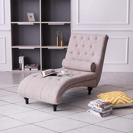 Shine Wood Art Fabric Single Modern Lounge Lazy Sofa Bed Chair Recliner Couch Wooden Legs For Home Living Room Bedroom Rest Room Pillow Is Not Included Beige Amazon In Home Kitchen