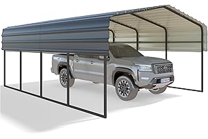HOMMOW 12'x20' Heavy Duty Metal Carport, Multi-Purpose Car Shelter with Galvanized Steel Roof, Upgraded Extra Large Garage for 2 Car, Boats and Tractors