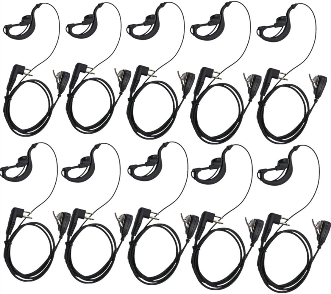Lsgoodcare 10Pcs Advanced G Shape Police Earpiece Headset PTT Mic Compatible with 2-pin Motorola Radio CP040 CP200 XTNi DTR VL50