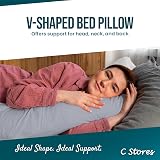CnA Stores Orthopaedic V-Shaped Pillow Grey 84cm 34in Cover Included view 3