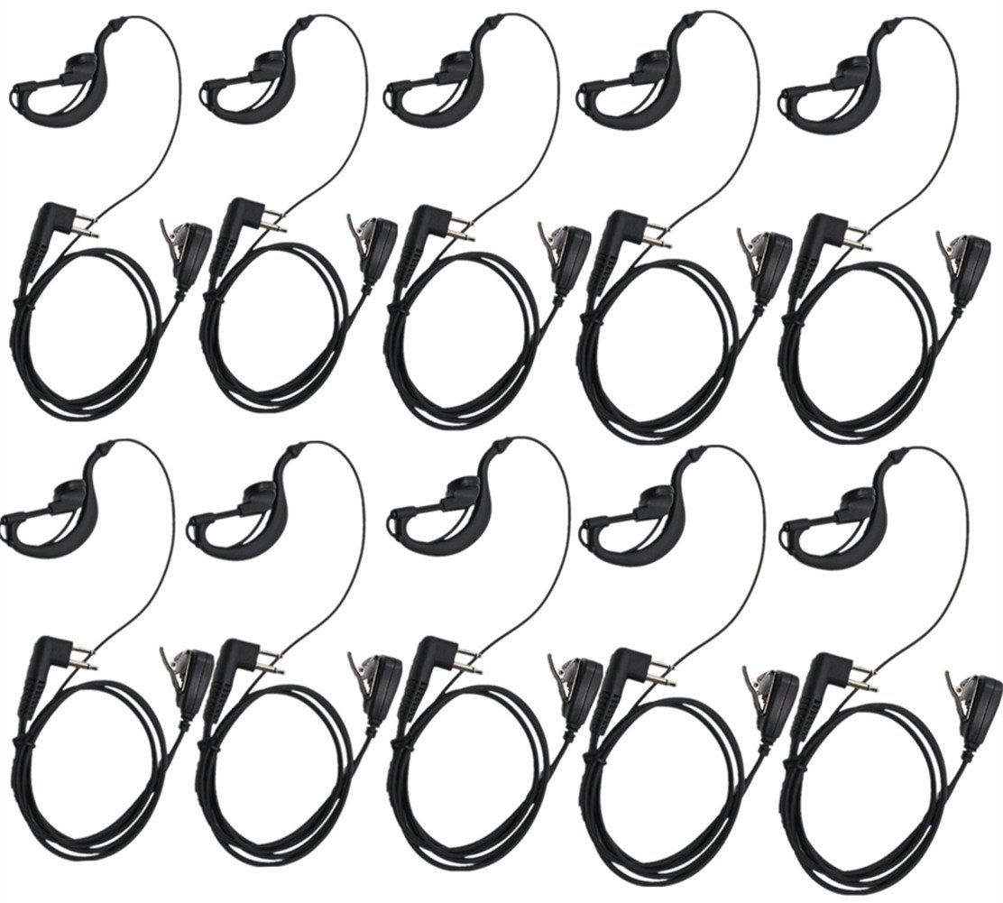 Lsgoodcare 10Pcs Advanced G Shape Police Earpiece Headset PTT Mic Compatible with 2-pin Motorola Radio CP040 CP200 XTNi DTR VL50