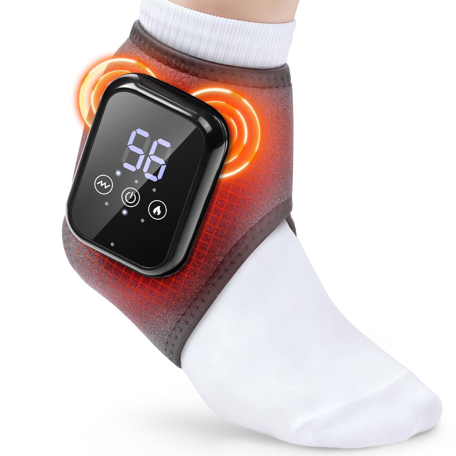 Photo 1 of Cordless Foot and Ankle Massager for Pain Relief, Ankle Heating Pad with Massage, Foot Heating Pad with Massage, Heated Foot Brace Wrap, 3 Heat Levels, 3 Vibration Modes, Auto Shut-Off