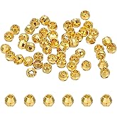 PATIKIL 3mm 18K Gold Plated Laser Filled Spacer Beads, 36Pcs Metal Smooth Faceted Round Ball Beads for Bracelet Jewelry Making Necklace DIY