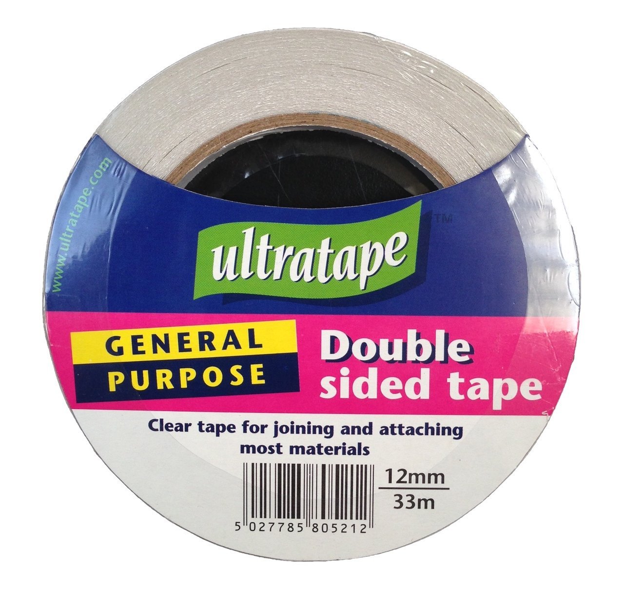 general purpose double sides/sided clear sticky tape 12mm x 33m for office/craft, beige