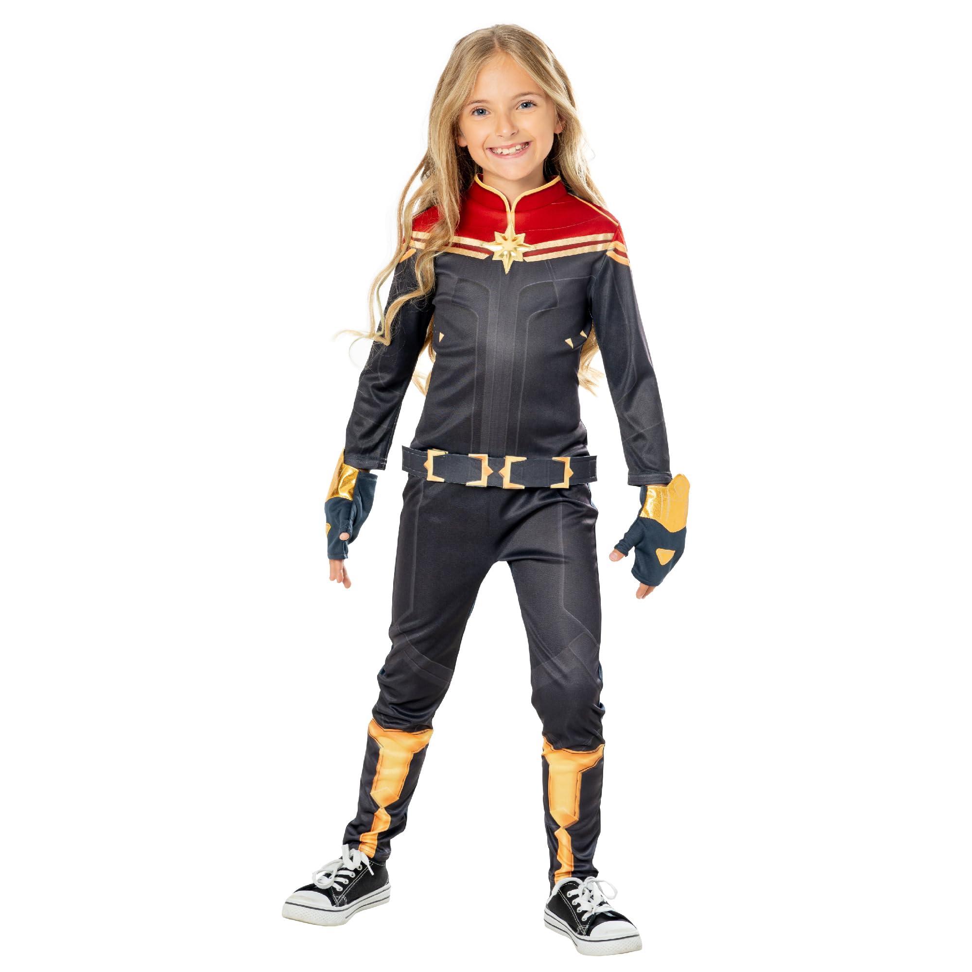 Rubies 74-301665XS_0195884057520 Captain Marvel Girls Costume Kids Fancy Dress, Multi, 5-6 Years Halloween