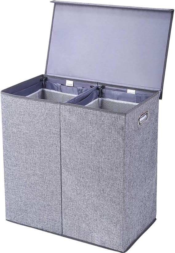 Superjare Doppelter Wäschekorb mit herausnehmbaren Einsätzen und