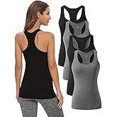 Star Vibe Racerback Workout Tank Tops for Women Basic Athletic Tanks Yoga Shirt Sleeveless Exercise Tops 4 Pack