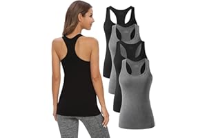 Star Vibe Racerback Workout Tank Tops for Women Basic Athletic Tanks Yoga Shirt Sleeveless Exercise Tops 4 Pack