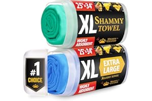 Premium XL Shammy Towel for Car - 2pk (34”x25”) - Super Absorbent Chamois Towel for Car - Spots & Scratch-Free Shammy Cloth f