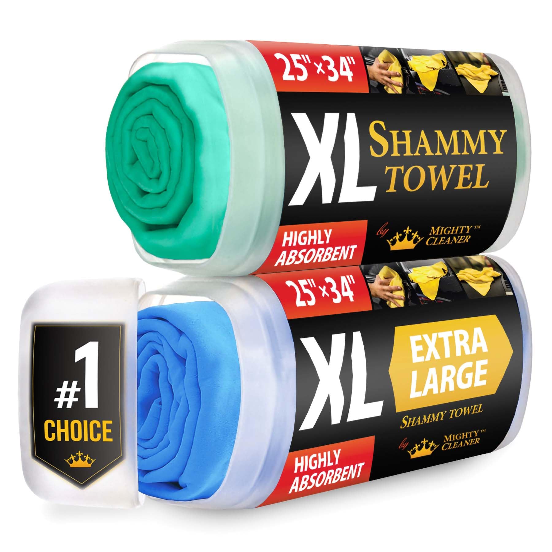 Photo 1 of Premium XL Shammy Towel for Car - 2pk (34”x25”) - Super Absorbent Chamois Cloth - Spots & Scratch-Free - Reusable Car Drying Towel