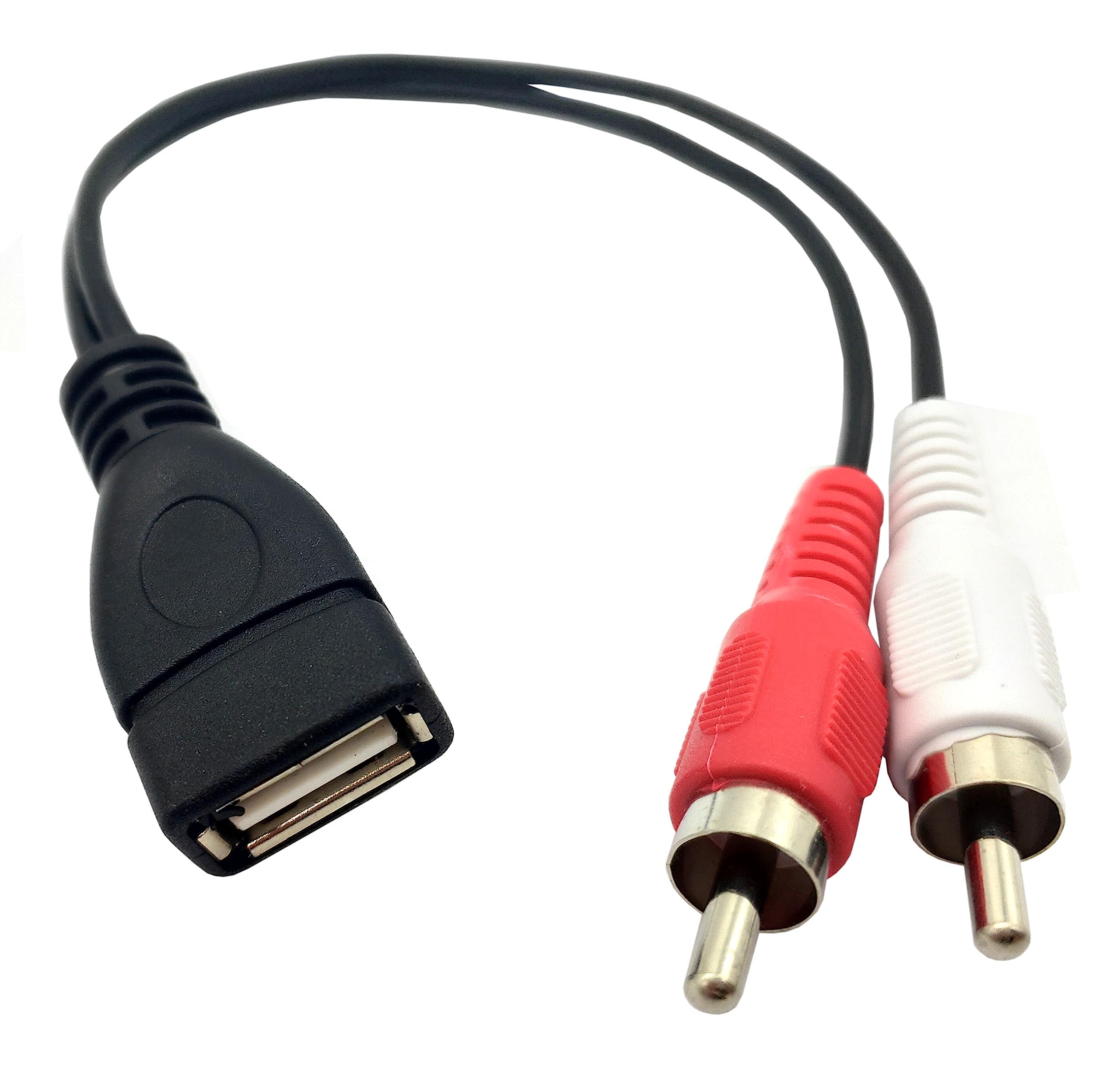 Halokny USB 2.0 A Female to 2 Dual RCA Male Y Splitter Audio Video AV Composite Adapter Cable -8 Inch/20cm(USB F/2RCA M)