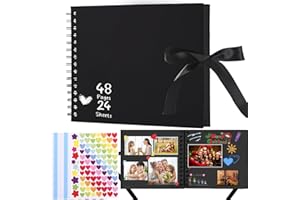 Yatosally Scrapbook Photo Album, 8-inch Personalized Photo Book, DIY Memory Album With 3 Album Stickers, Square Hardcover Scr