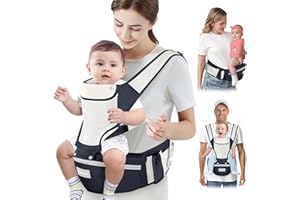 Safotad Baby Carrier Newborn to Toddler, Lightweight Ergonomic Baby Hip Seat Carrier Up to 33lbs, Adjustable Extended Waistband Infant Carrier with Breathable Sunshield, Navy Blue