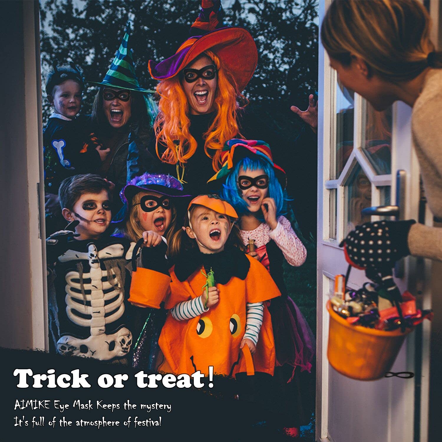 AIMIKE Superhero Mask, Black Felt Eye Mask, Halloween Dress Up, Adjustable Eyemask w/Elastic Rope