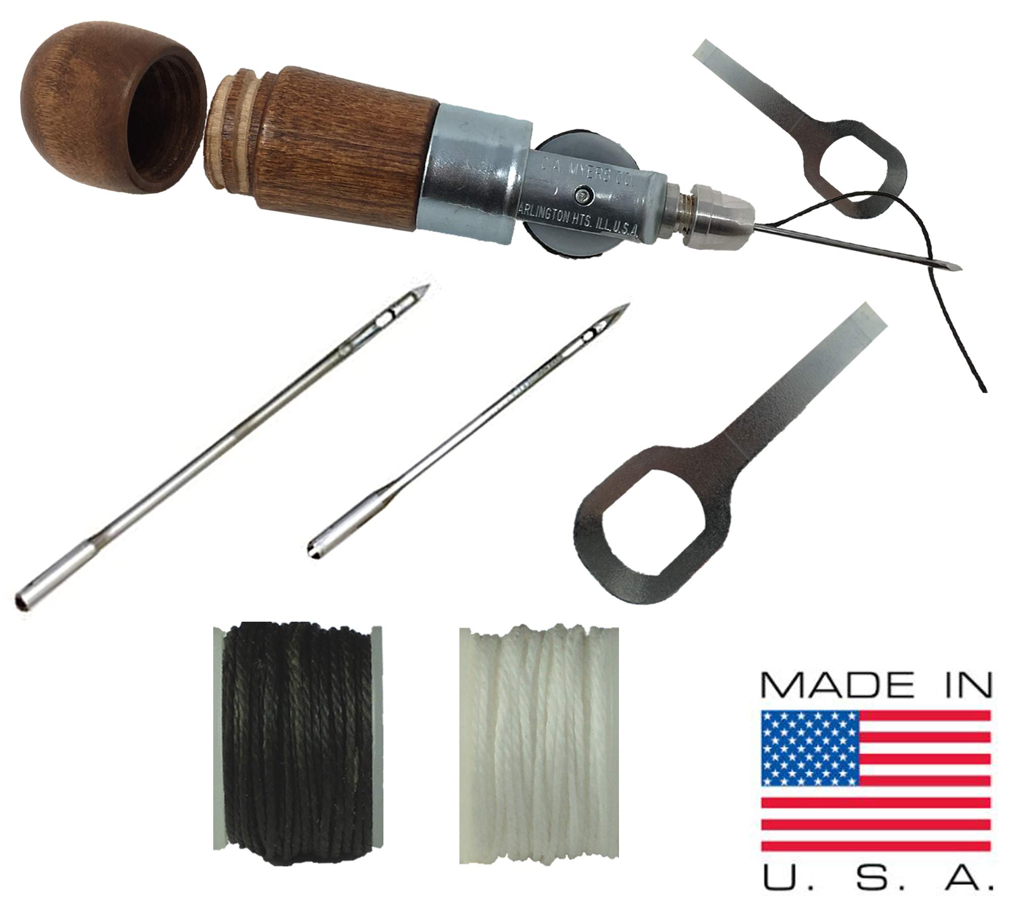 Repair Stitch Tool | Sewing Awl for Bounce Houses, Inflatables, Leather, Thick Fabric, Shoes, Bags, Belt, Upholstery Repair Kit & Crafts Leather, Tarp Stitching – Made in USA. Professional Heavy Duty