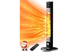 Landeagle Patio Heater for Outdoor,1500W Electric Infrared Radiant Heaters with Remote for Garage Bedroom Backyard, Room Space Heater with 24H Timer,3 Heat Settings,Tip-over Protection for Indoor, 35"