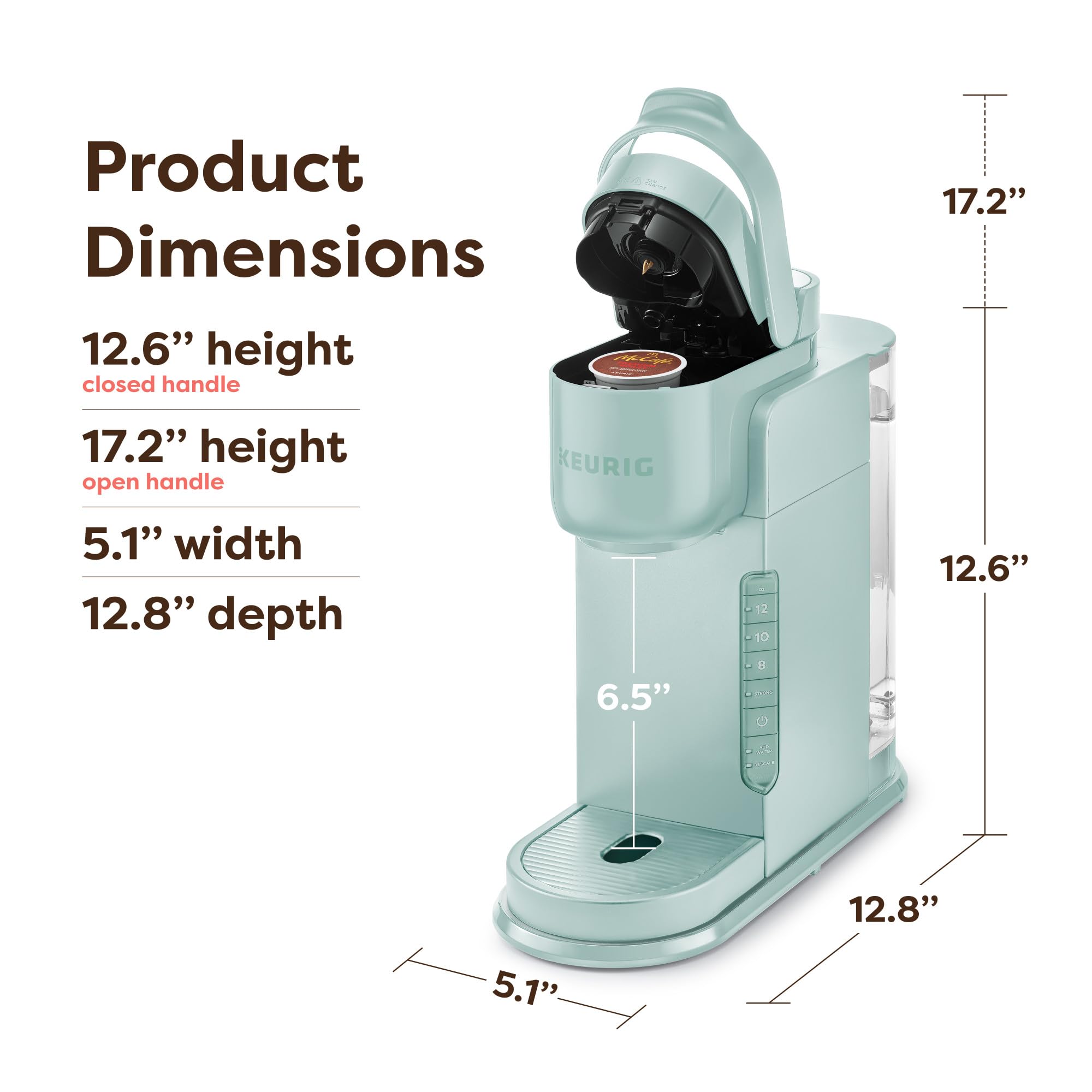 Keurig K-Express Cafetera de cápsulas K-Cup de una sola porción, 3 tamaños de preparación, función de botón fuerte, depósito extraíble de 42 oz, menta