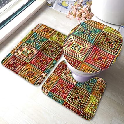Conjunto de alfombrilla de baño Patrón geométrico étnico inconsútil del
