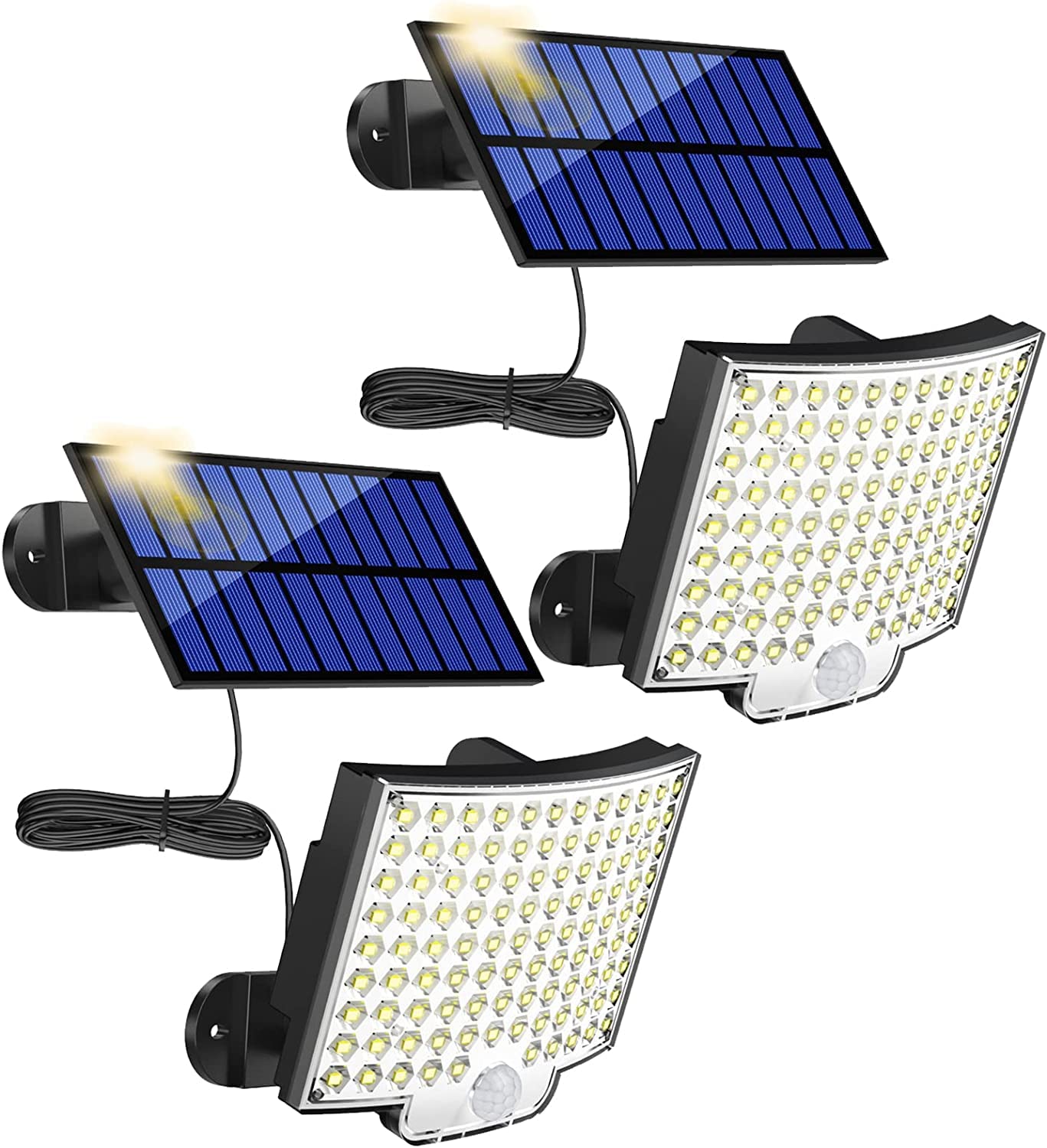MPJ 106 LED Solar Light Outdoor with Motion Sensor, IP65 Waterproof, 120° Lighting Angle, Solar Wall Light for Garden with 5m Cable, Pack of 2
