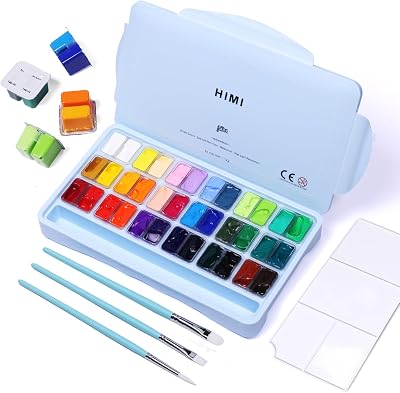ARTFLY HIMI Gouache 36 Colors 12ml Twin Jelly Case 3 Brushes Palette