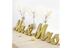 Wooden Mr and Mrs Sign, Rustic Mr. & Mrs. Letters Wedding Signs for Wedding Table, Miss Mr. Deroation for Photo Props/Party T