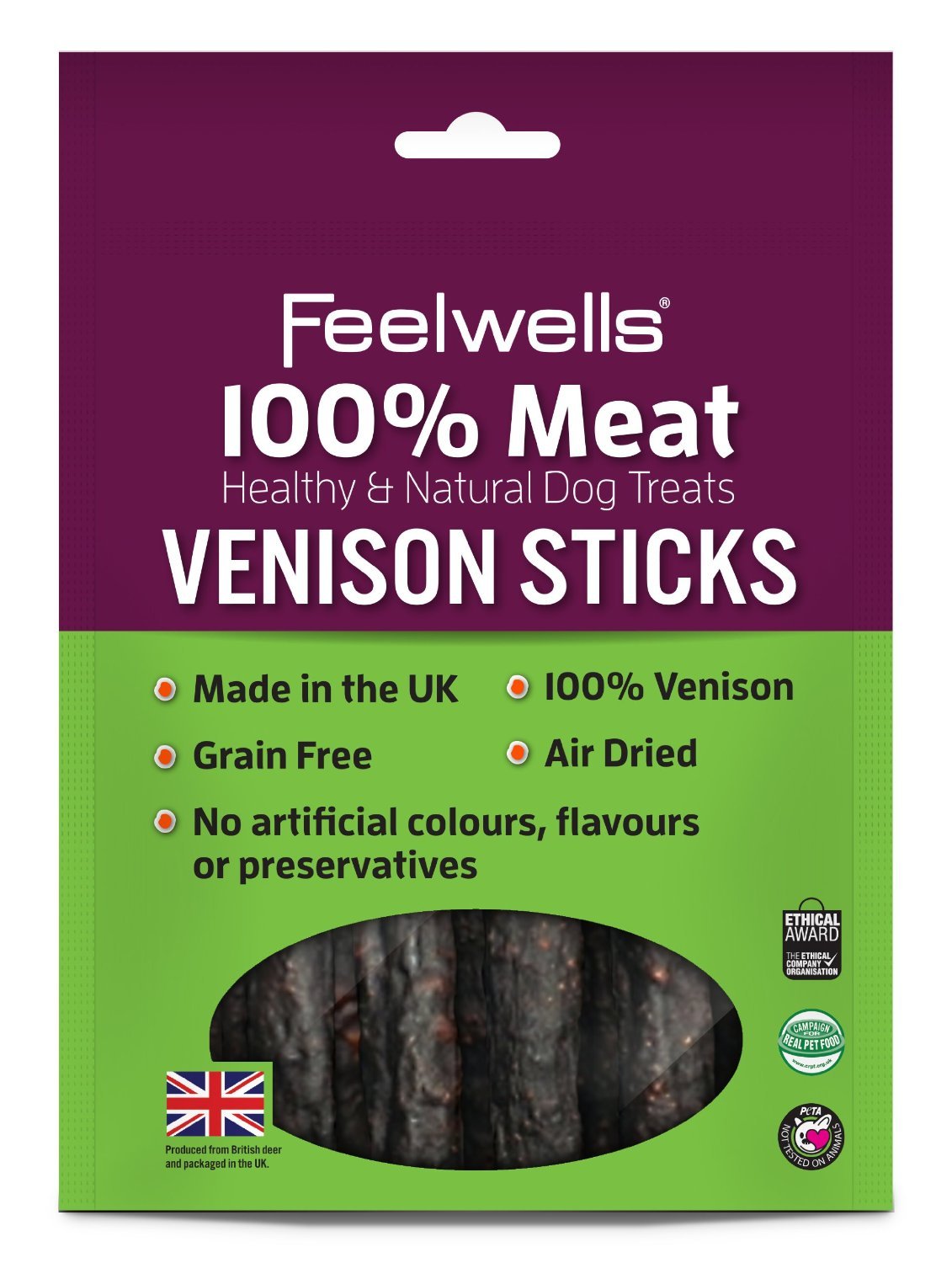 Feelwells 100% Meat Treats Venison Sticks 100g