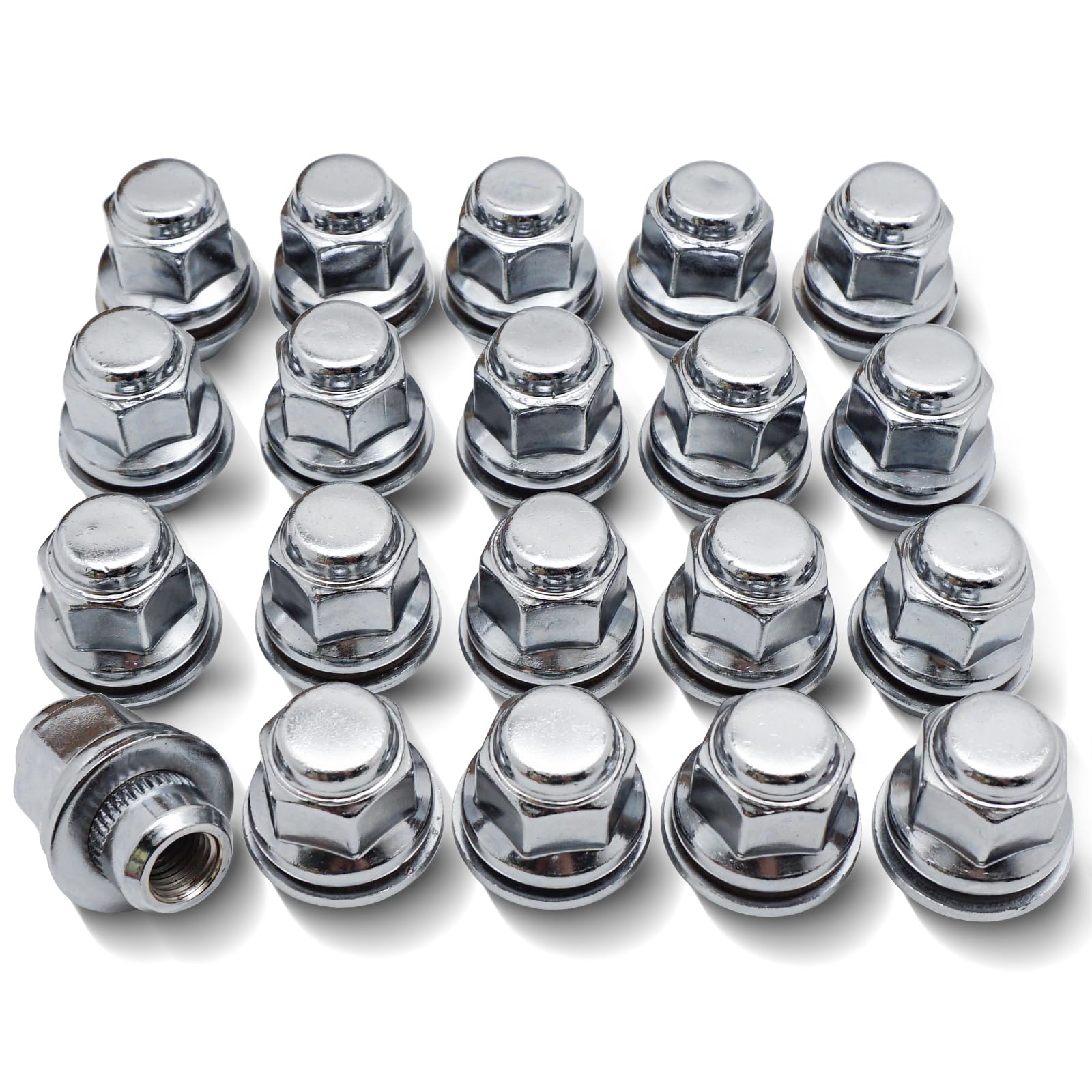 Photo 1 of 20PCS M12x1.5 Lug Nuts - 13/16" 21mm Hex - Chrome Factory Style Wheel Nut for Lexus ES350 RX350 IS300 CT200h HS250h GS450h GS450, Toyota Camry Corolla Avalon Highlander Prius Sienna 611-211 611-117