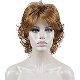 Aimole Short Curly Wig Soft Shaggy Layered Synthetic Hair Women Wigs(27C Light Ginger)