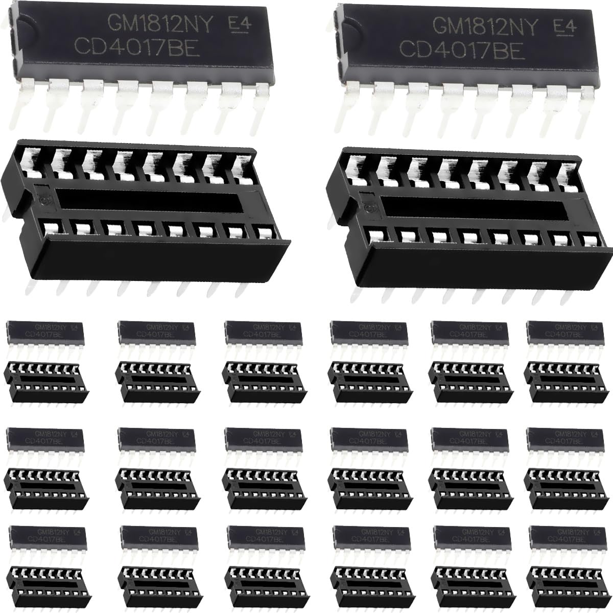 Youmile 20 pcs CD4017BE CD4017 CMOS Decade Counter with 20 Decoded Outputs Chip Socket Adaptor,for HEF4017BP TC4017BP DIP-16 CD4017 CD4017B HCF4017BE