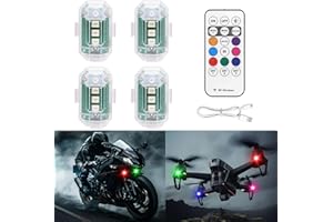 JINRUITOP LED Lights for Car Wireless with Remote Control, 4Pcs High Brightness 8 Colors Strobe Lights, USB Rechargeable Led Drone Anti-Collision Warning Lighting for Car Motorcycle Aircraft Bike