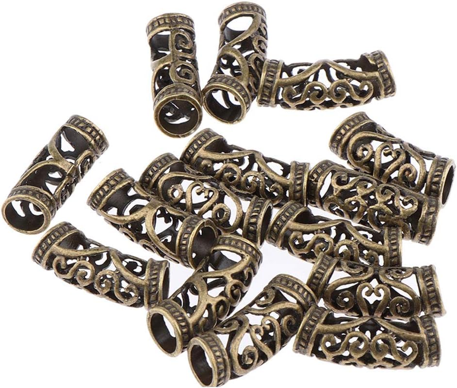 40 Pcs Hair Tube Beads Norse Viking Beard Bead Dreadlocks Cuff Tubes Braid Clips Hair Accessories