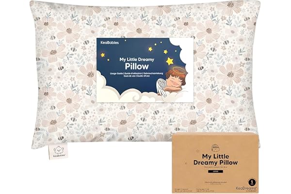KeaBabies Organic Toddler Pillow with Pillowcase, Jumbo 14X20 (Flora Vale) | Soft Cotton Toddler Pillows for Sleeping, Machin