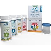 life2O 5-in-1 UTI Test Strips with UTI Severity (Set of 50)- Leukocytes, Nitrite, pH, Protein & Microalbumin - Easy Test Single Parameter Strips - Urine Sample Cup Included