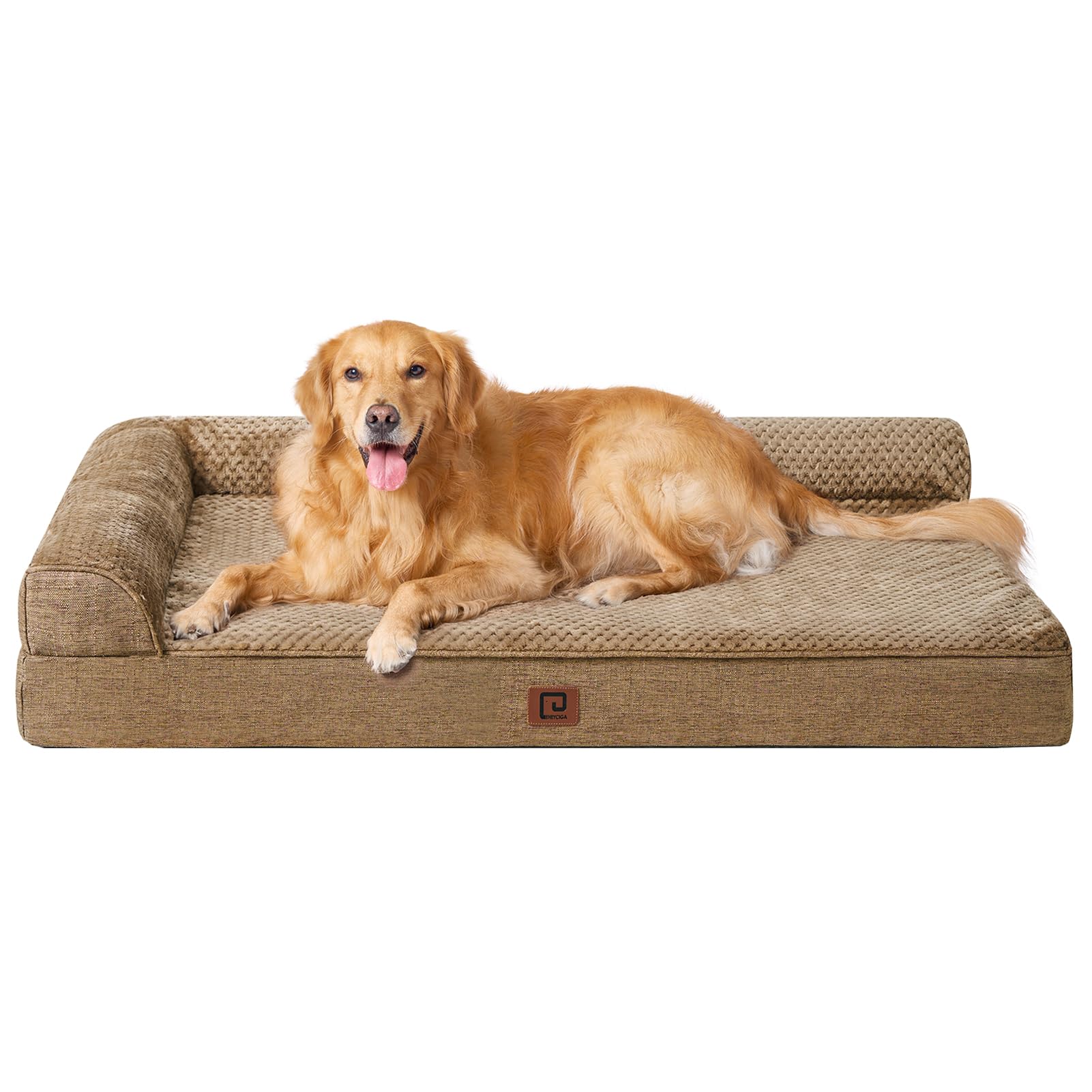 EHEYCIGA Extra Large Dog Bed Othorpedic, Memory Foam XL Dog Bed with Washable Removable Cover, Waterproof Pet Sofa Couch XLarge Size Dogs with Nonskid Bottom, 44x32x6.5, Camel