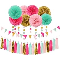 Guirlande De Pompons Dorés Champagne De 9,1 M - Double Face - Papier Pailleté Métallique Pour Fiançailles, Enterrement De Vie De Jeune Fille, Mariage, Fête Prénuptiale, Anniversaire, Vacances