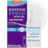 Differin Epiduo Acne Gel Treatment, Adapalene &amp; Benzoyl Peroxide, 15g Pump | Fda-Approved Otc Acne Gel, Adapalene 0.1% + Benzoyl Peroxide 2.5%, Clears &amp; Prevents Breakouts, Strongest Otc, 30 Day Supply