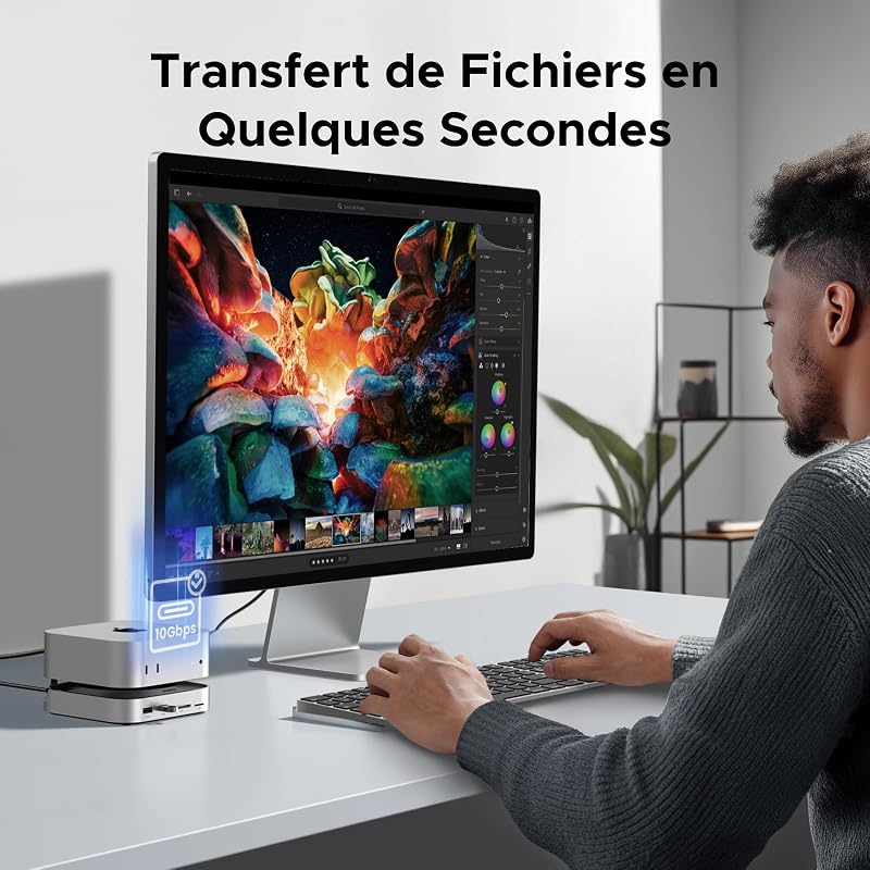 Docking Station USB C et Support pour Mac Mini M4,M4 Pro,M5 Pro,M6