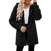 ReachMe Womens Fleece Zip Up Jacket with Pockets Oversized Long Sherpa Hoodie Fuzzy Jackets Warm Teddy Coat