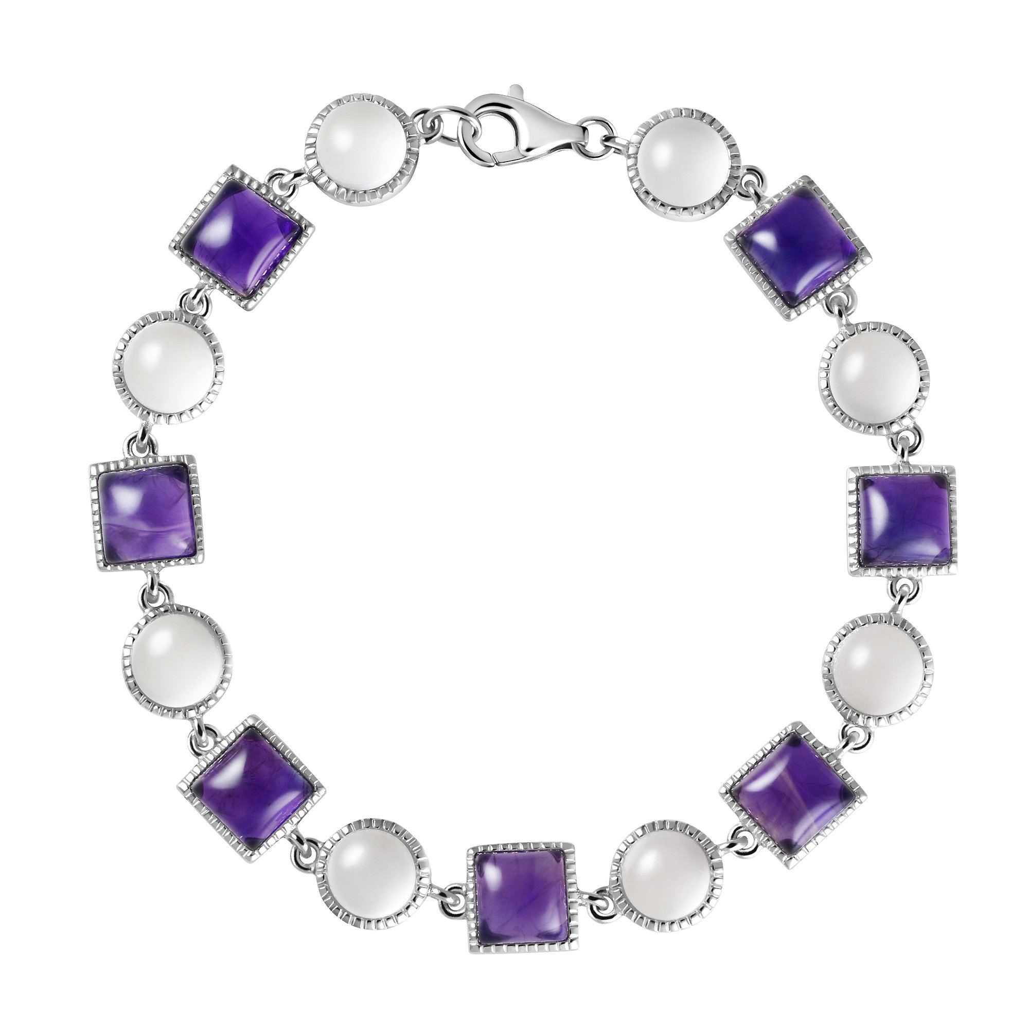 Franki Baker Purple Amethyst & Pink Rose Quartz 925 Sterling Silver Dainty Tennis Bracelet. Length: 20cm+3cm