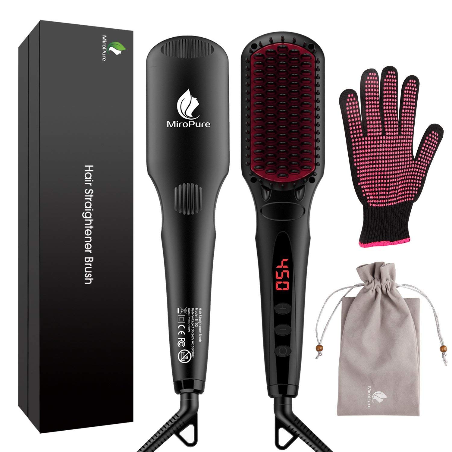 voir 2 en 1 Brosse Lissante Fer à lisser avec technologie ionique MiroPure sur Amazon