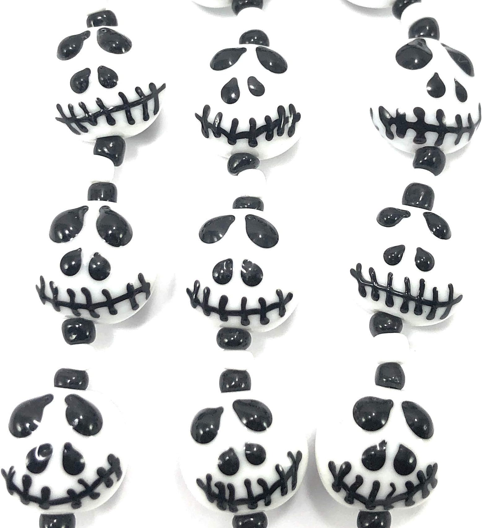 Halloween Jack Skeleton Lampwork Glass Beads(Pack of 12 Beads)