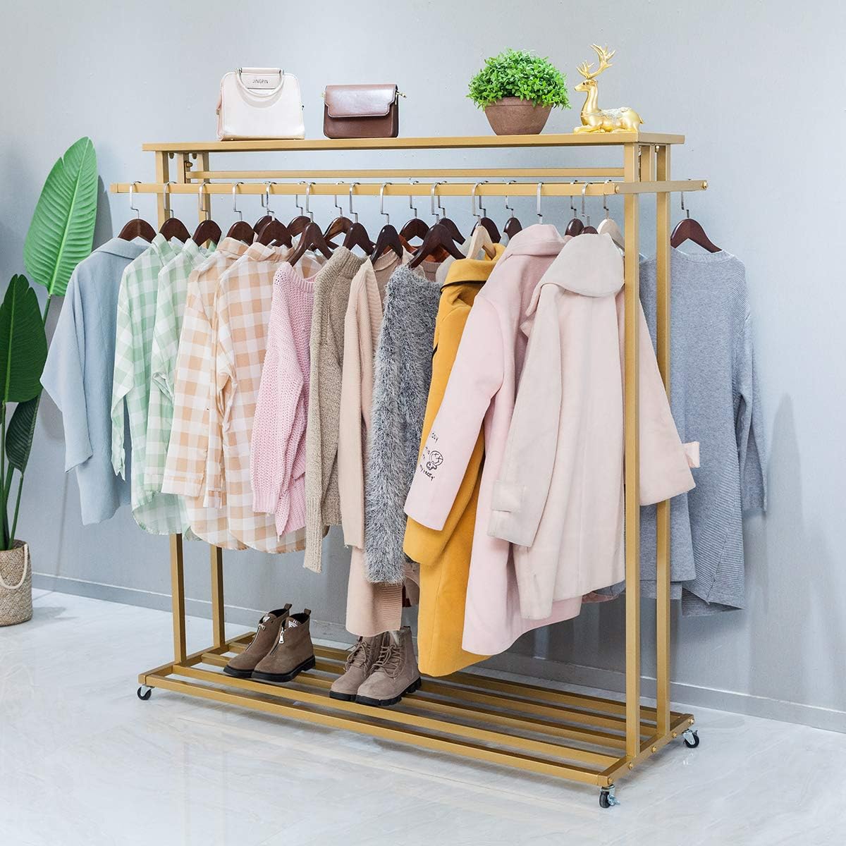 Modern Heavy Rolling Garment Rack, Standing Clothing