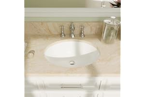 DEER VALLEY Bathroom Sink, DeerValley DV-1U303 Symmetry 18" X 15" Undermount Bathroom Sink Oval Bathroom Vanity Sink White Ceramic Vessel Sinks with Overflow Hole